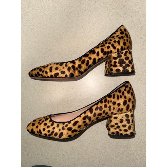 J. Crew Block-heel Pumps in Leopard Calf Hair Square Toe Size 8 - Picture 6 of 8